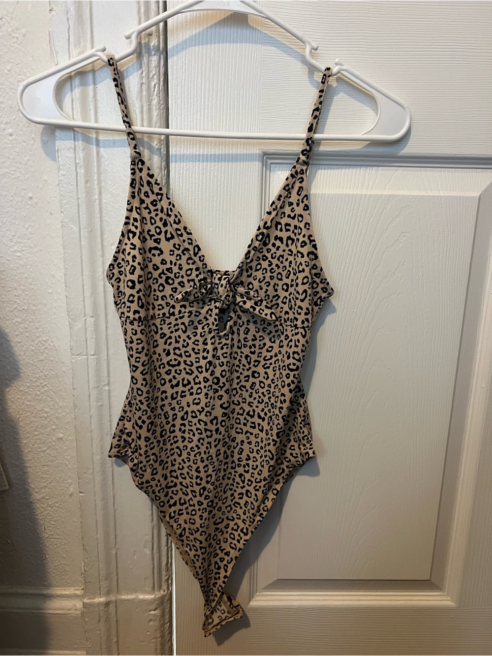 Divided Leopard Print One-Piece Bodysuit - Tan and Black